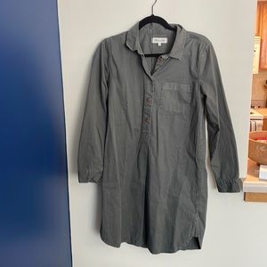 Madewell army green collared shirt dress